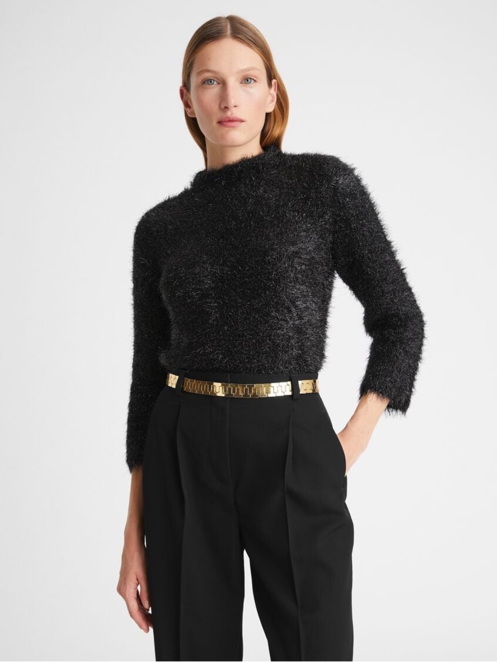 Tory Burch Black Fuzzy Crewneck Sweater - Picture 10 of 11